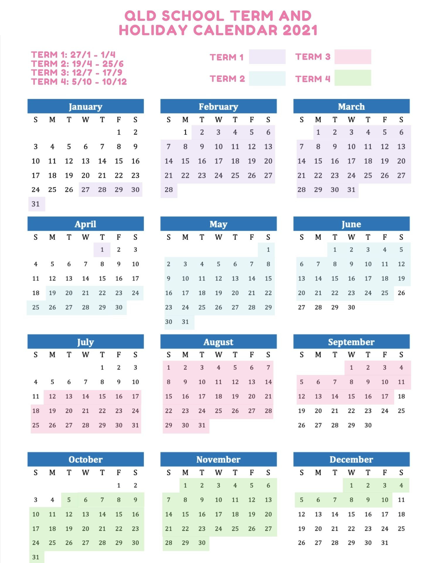 2021 School Holidays And Term Dates Australia-Queensland 2021 Calender