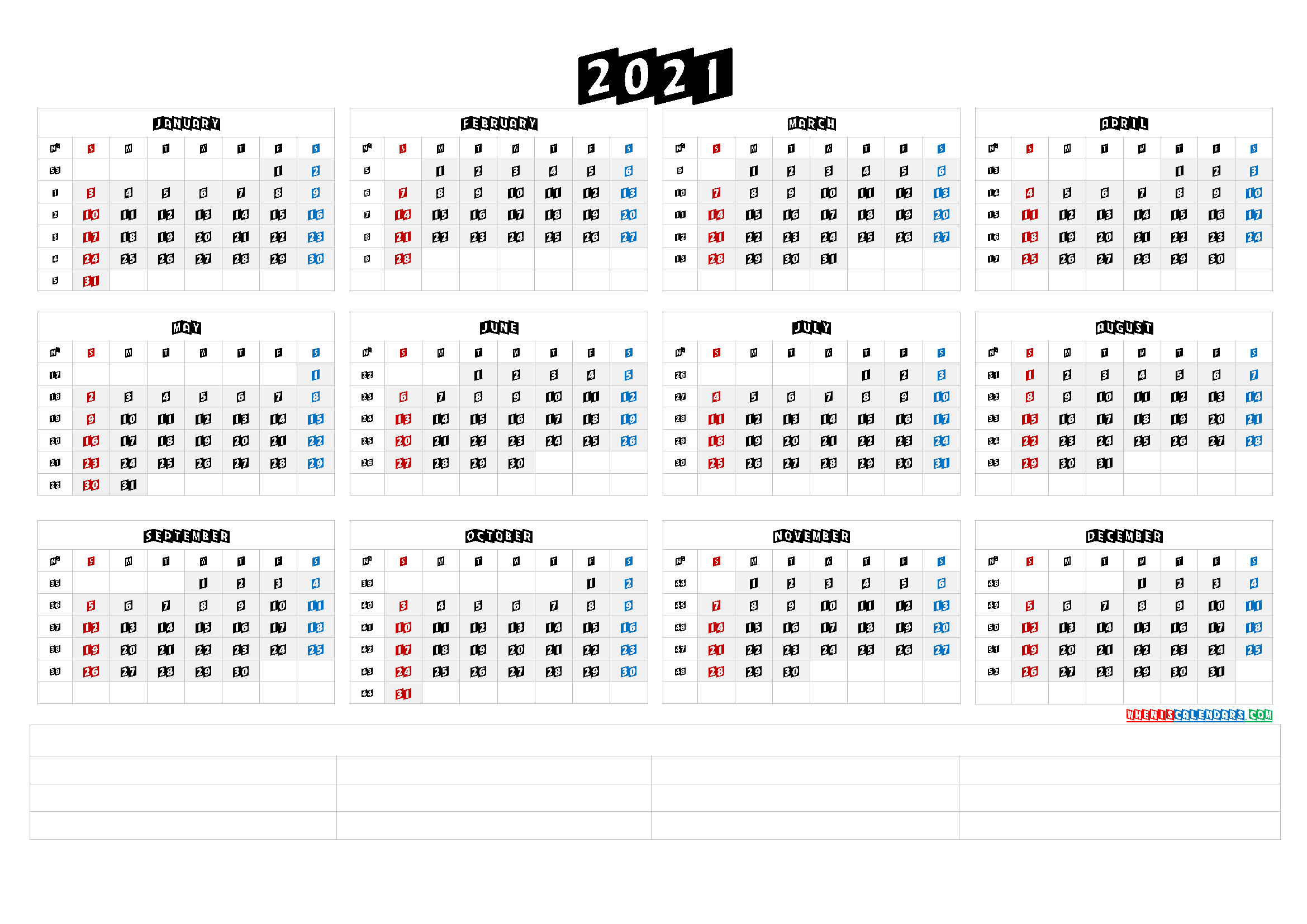 2021 Yearly Calendar Template Word (6 Templates)-12 Month 2021 Calendar Template For Word