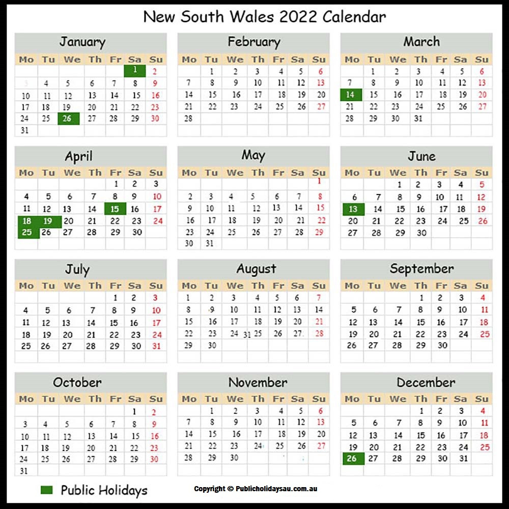 2022 Public Holidays Nsw-Queensland 2021 Calender