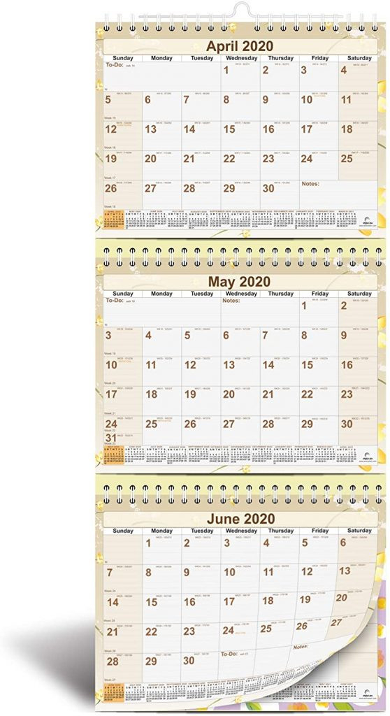 3-Month Wall Calendar 2021, Move-A-Page, Vertical Style-Free 3 Month Calendar 2021