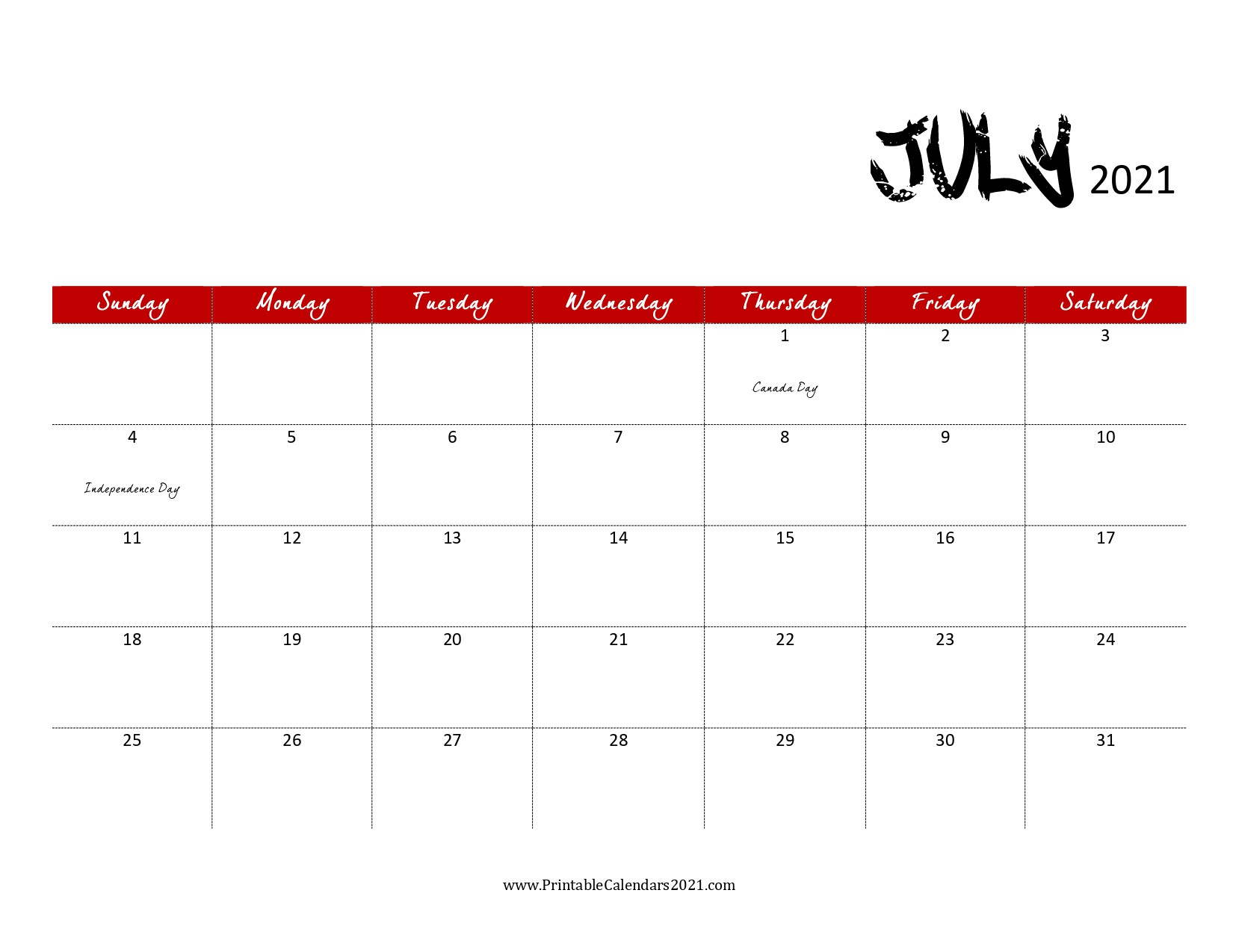 45+ July 2021 Calendar Printable, July 2021 Calendar Pdf-July 2021 Calendar