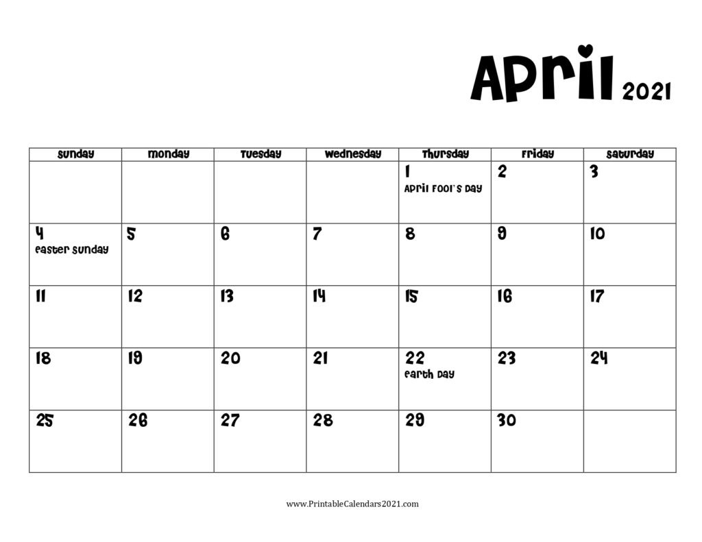65+ April 2021 Calendar Printable With Holidays, Blank-April 2021 Food Calenders