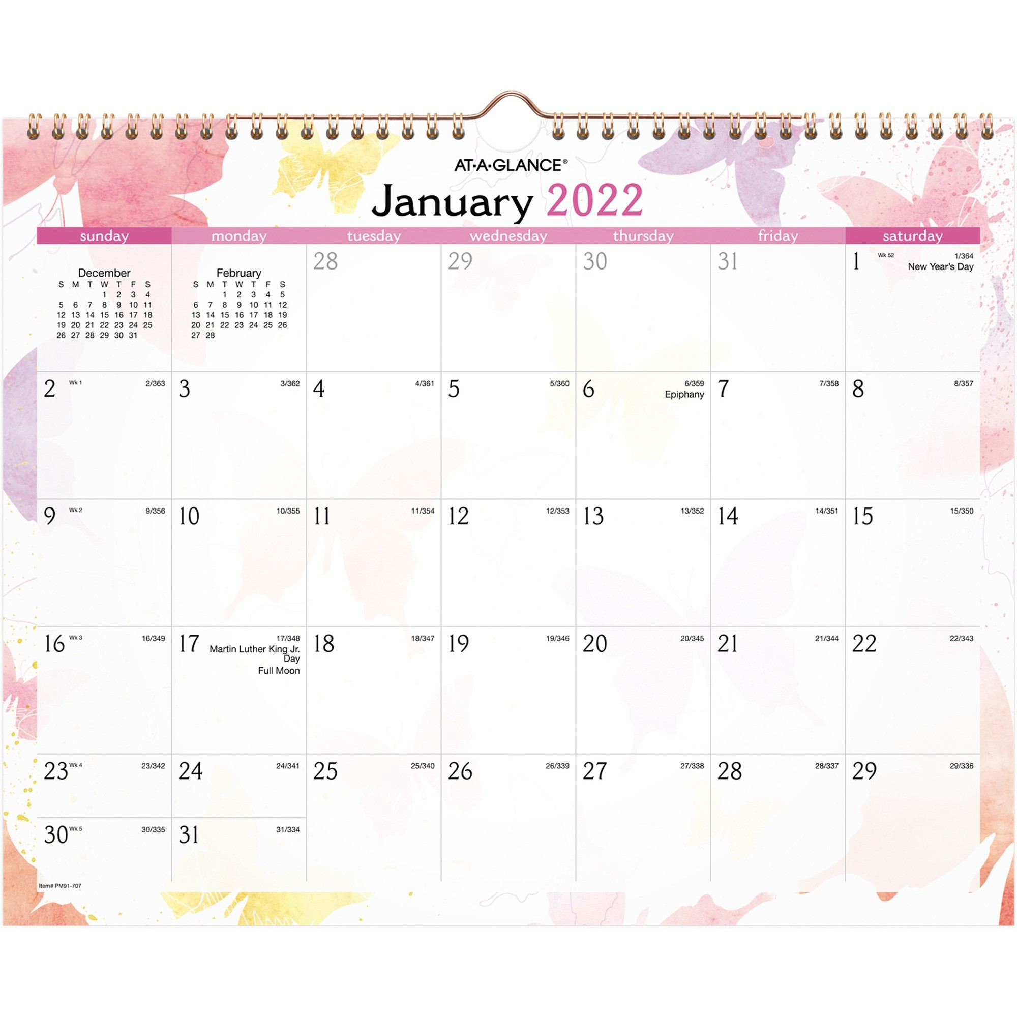 Aagpm91707 - At-A-Glance Watercolors Monthly Wall Calendar-2 Page Monthly 2021 Calendar
