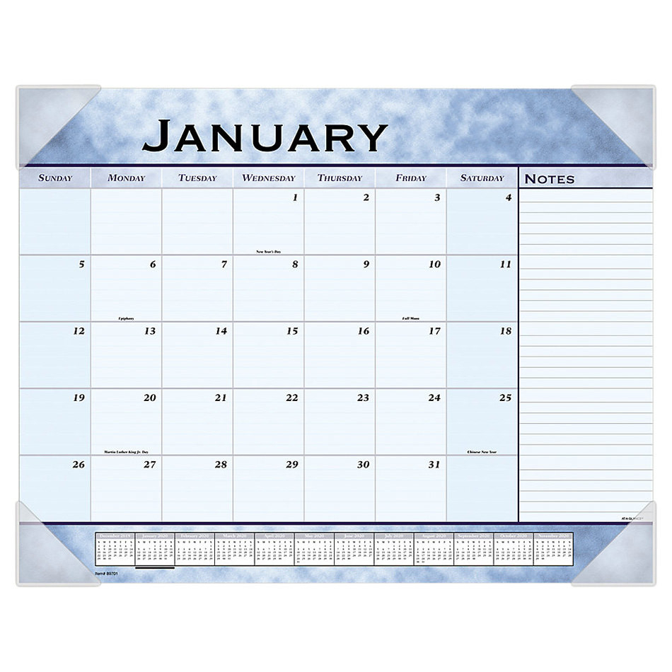 At-A-Glance 89701 22&quot; X 17&quot; Slate Blue Monthly January-January February 2021 Calendar