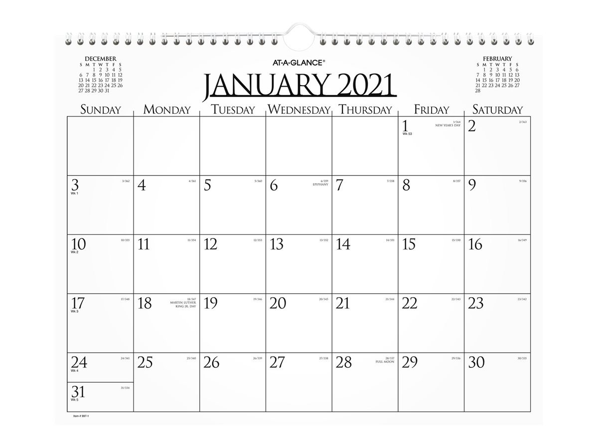 At-A-Glance Business - Monthly Calendar - Wall Mount-Vertex Montly Calendar October 2021