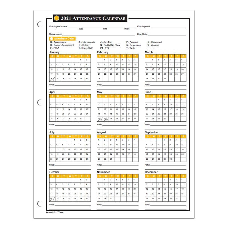 Attendance Calendar For 2020 From Laborlawcenter-Employee Vacation Planner 2021 Printable