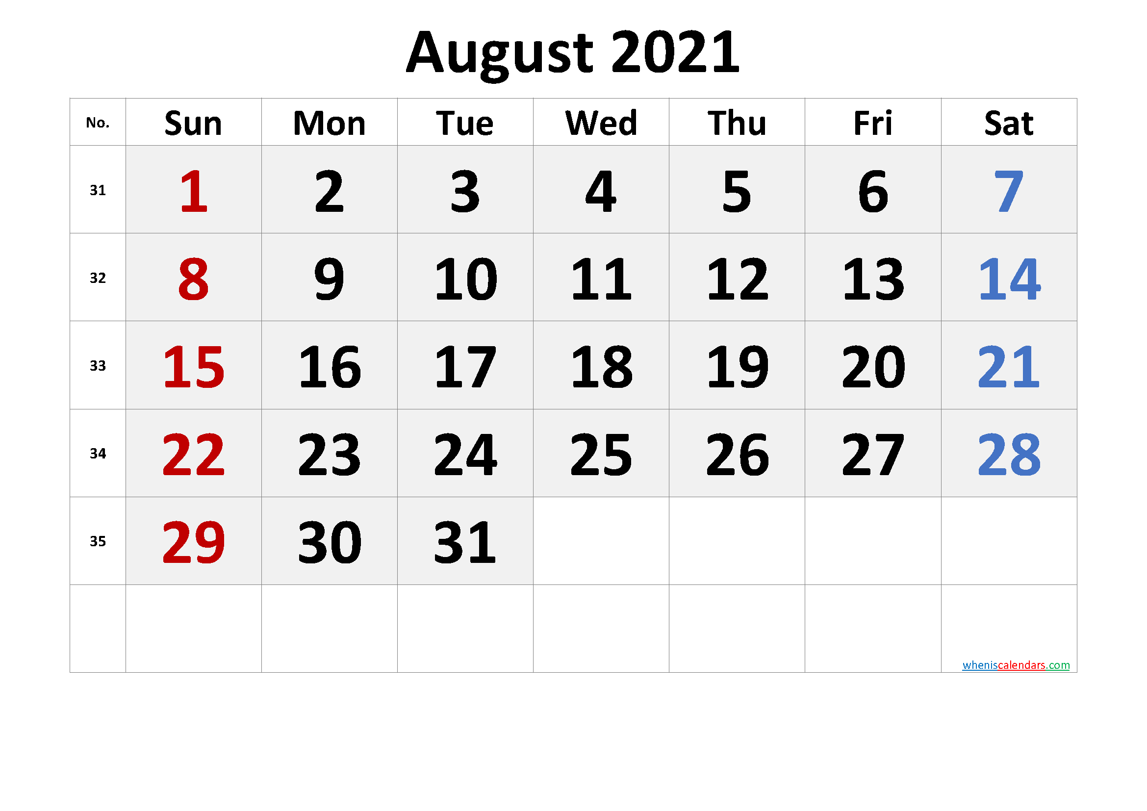August 2021 Calendar With Holidays | Printable Calendars 2021-August 2021 Calendar Print
