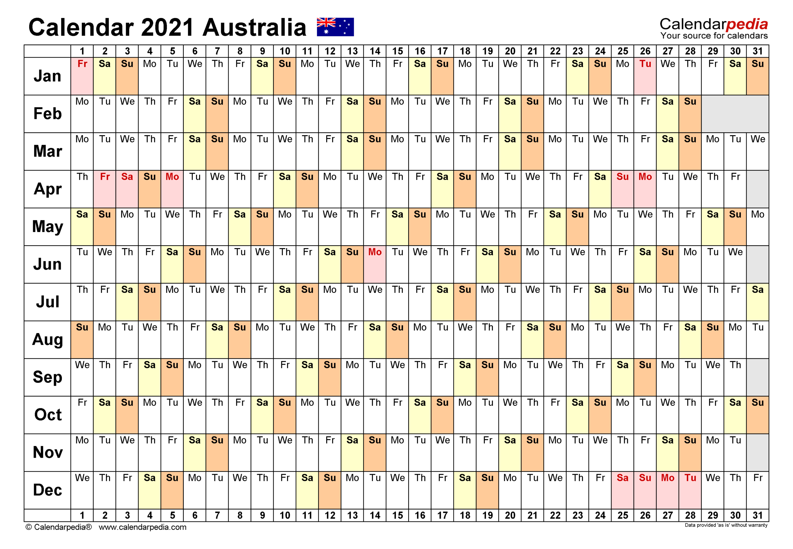 Australia Calendar 2021 - Free Printable Excel Templates-2021 Queensland Calendar Printable Template