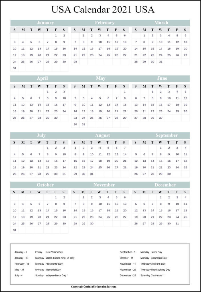 Bank Holidays 2021 Us | Printable The Calendar-2021 Calendar With Bank Holidays