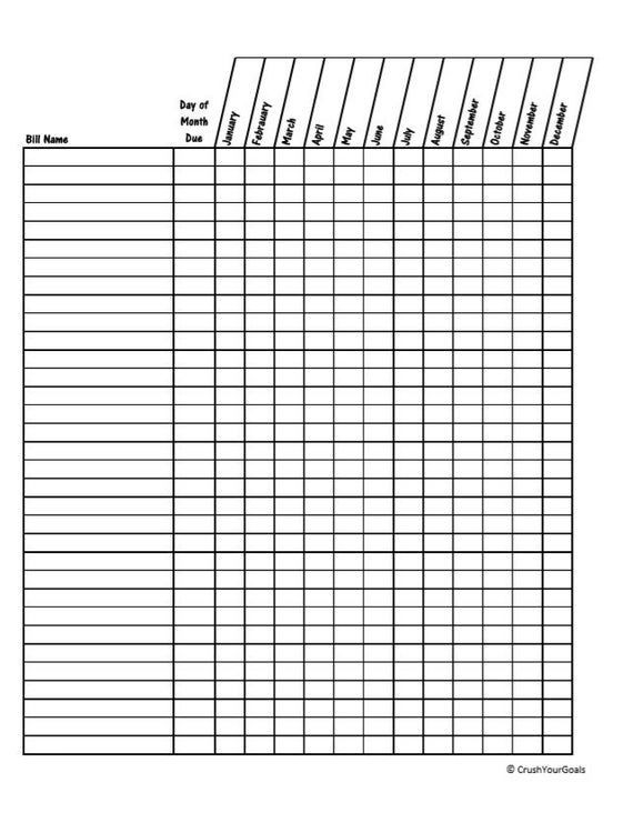 Bill Tracker Chart 2 Page Set Yearly And Monthly Bill-Free Printable Monthly Bill Calendar 2021