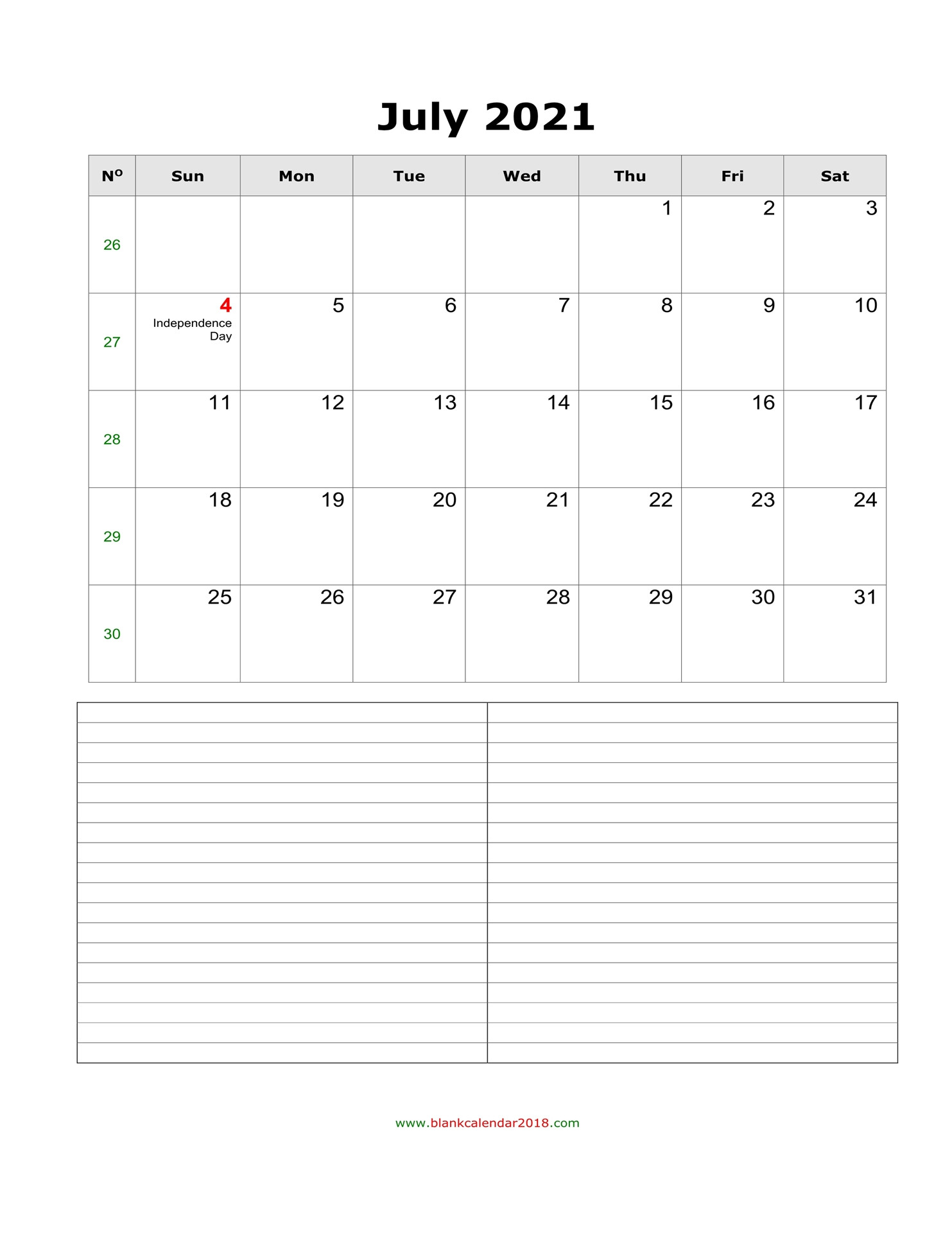 Blank Calendar July 2021 With Notes Portrait-Blank July 2021 Calendar Beta Calendar