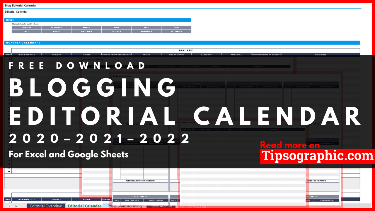 Blog Editorial Calendar Template For Excel, Free Download-Google Sheets 2021 Calendar Template