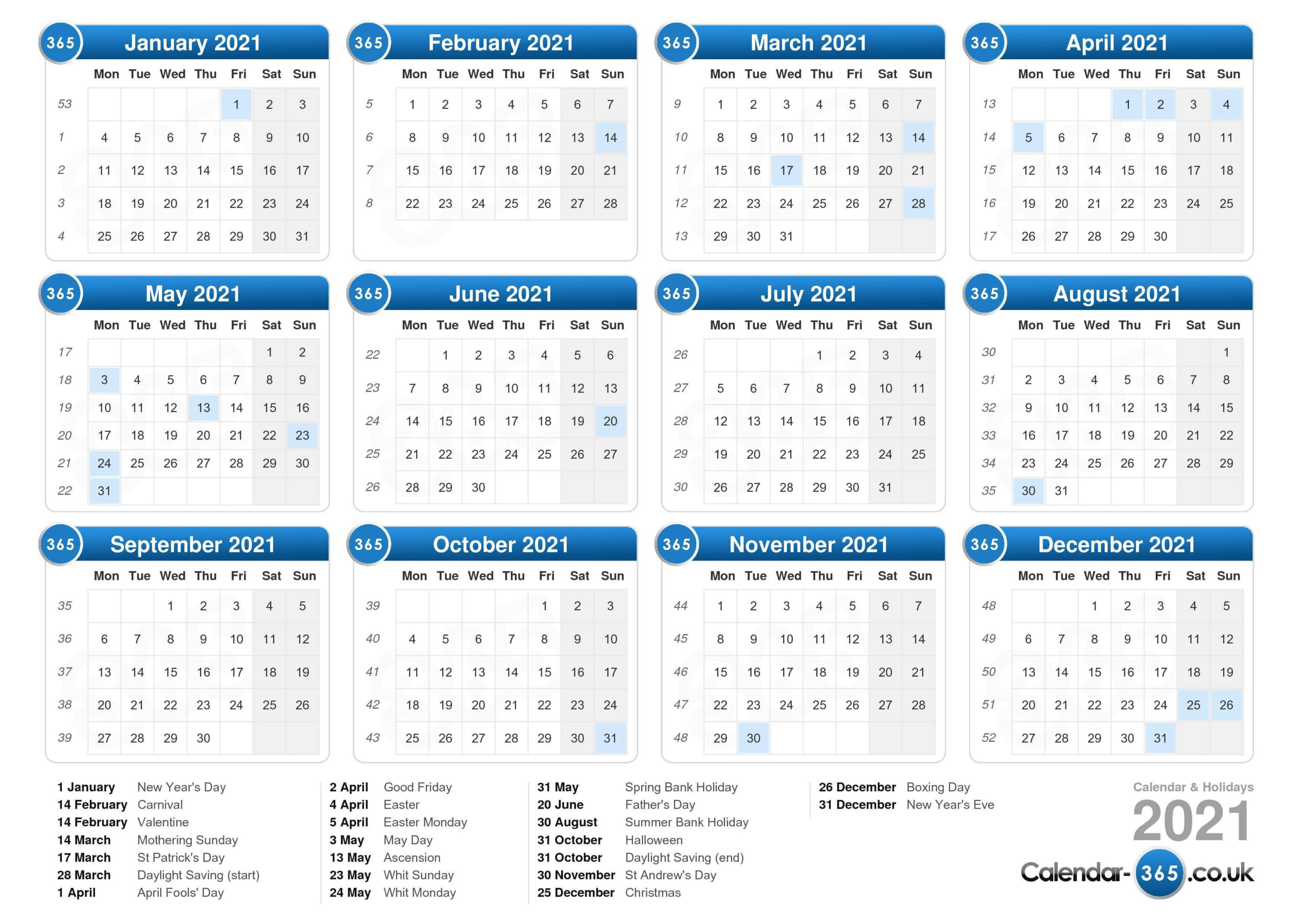Calendar 2021-Calandar 2021 Vacation
