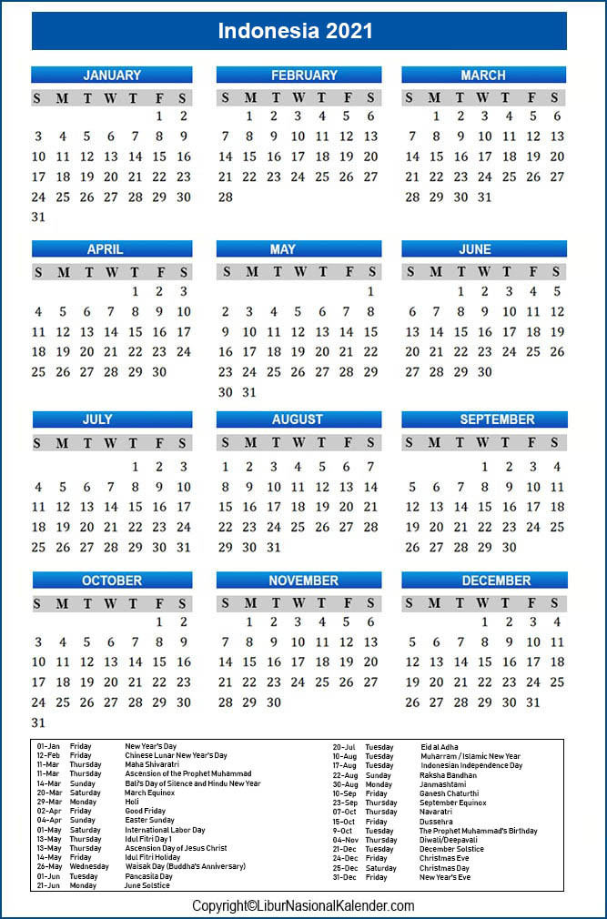Calendar 2021 Indonesia | Public Holidays 2021-Islamic Festivals And Holidays 2021