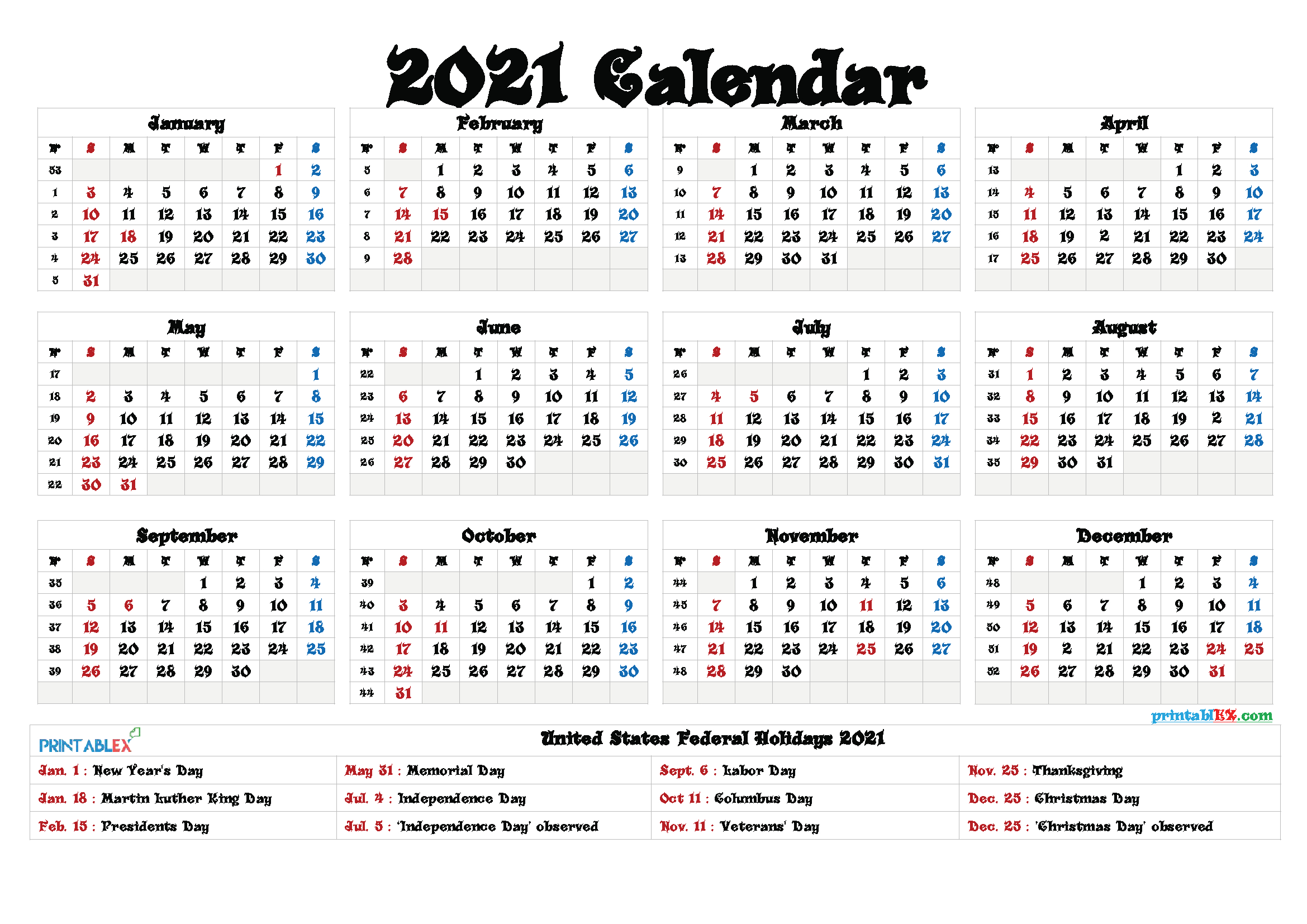 Calendar 2021 Of Stock Market Holidays | 2021 Calendar-Free 2021 Vacation Calander