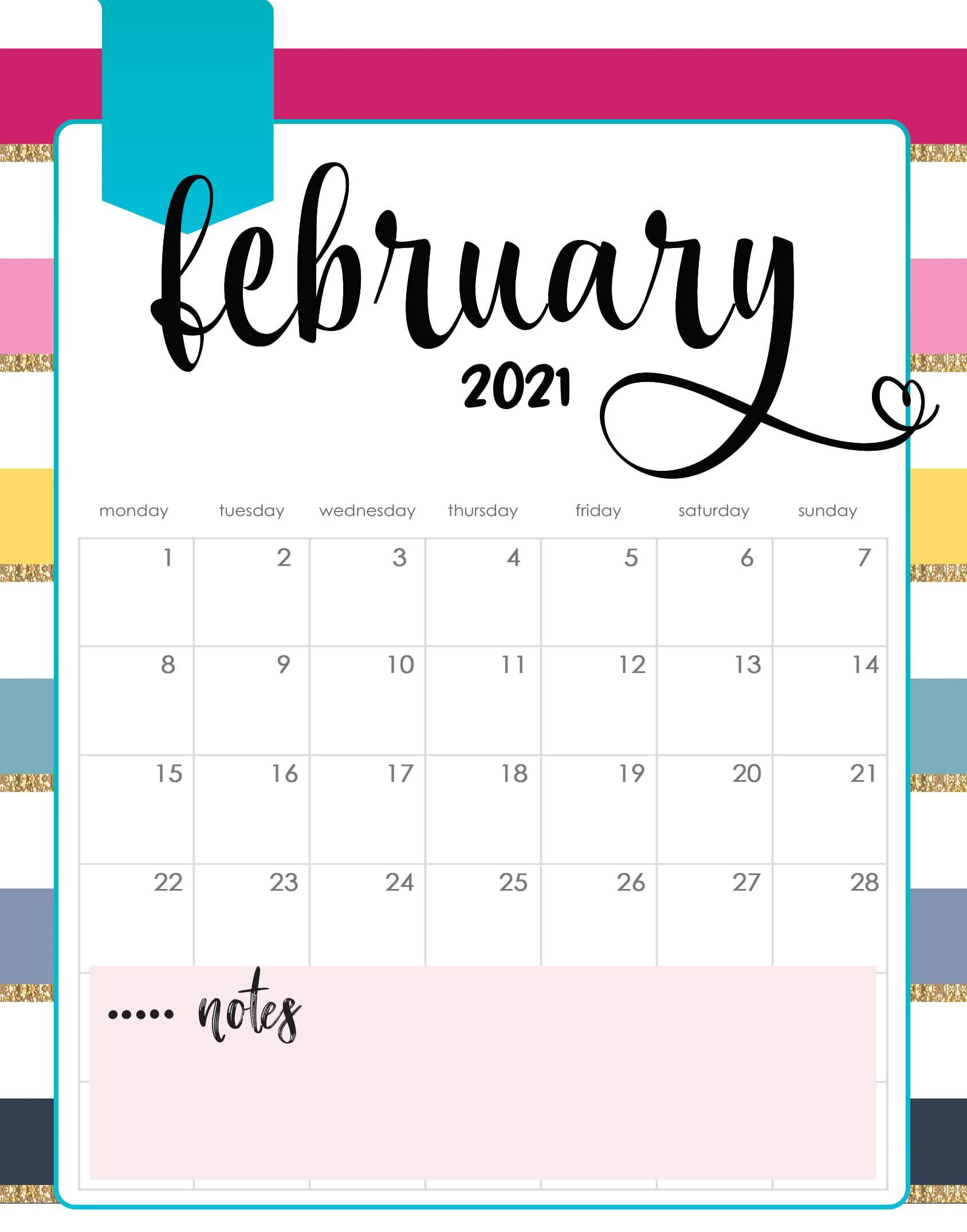 Calendar February 2021 Printable Pdf Holidays Template-February 2021 Calendar