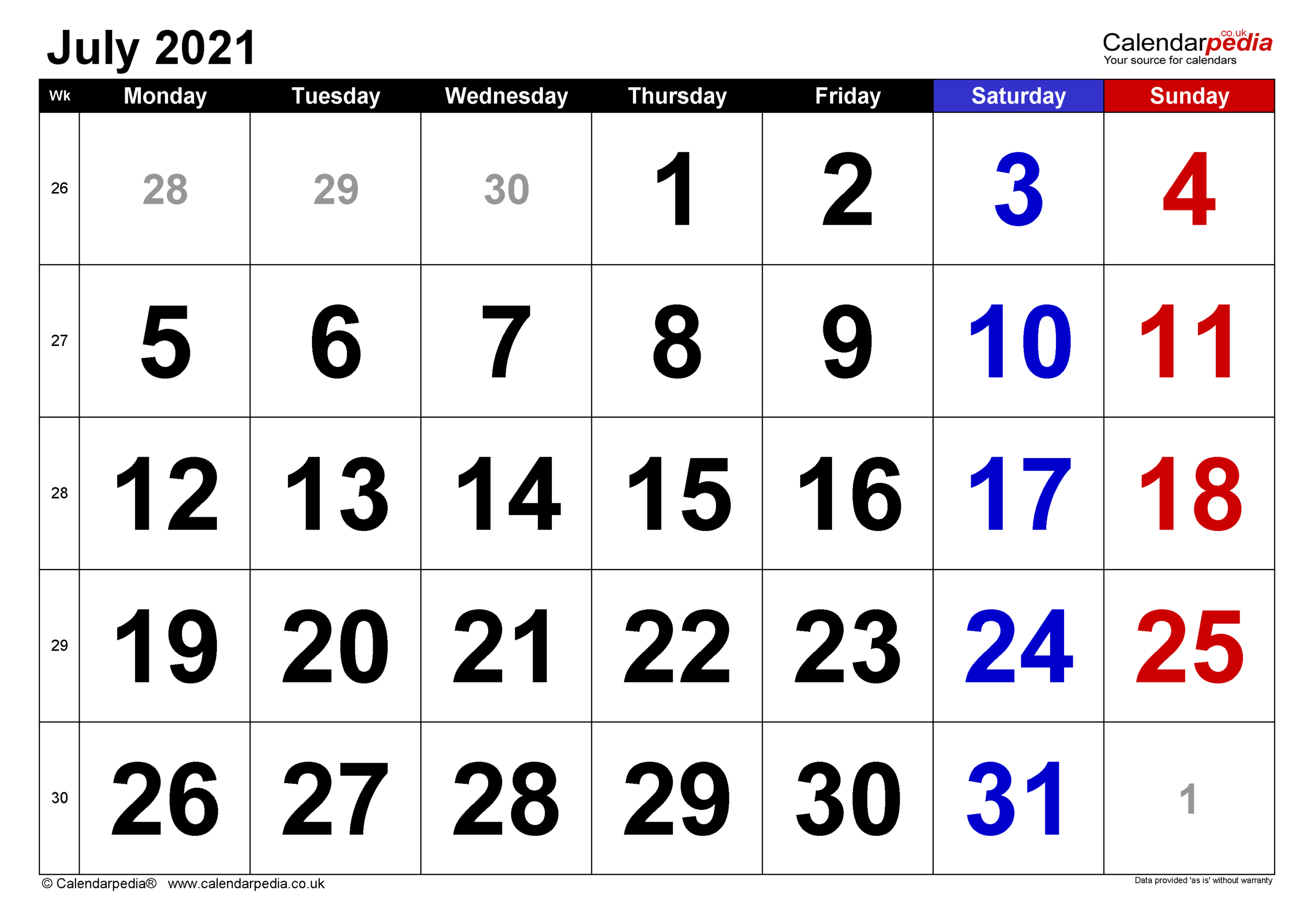 Calendar July 2021 Uk With Excel, Word And Pdf Templates-July 2021 Calendar