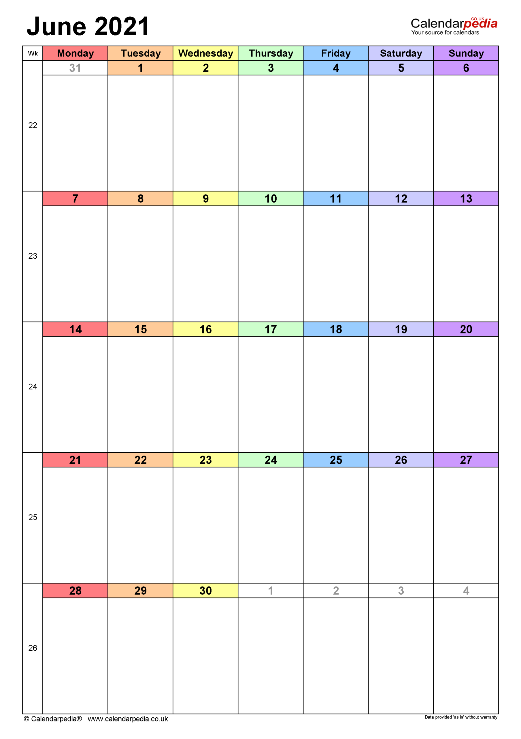 Calendar June 2021 Uk With Excel, Word And Pdf Templates-June 2021 Calendar