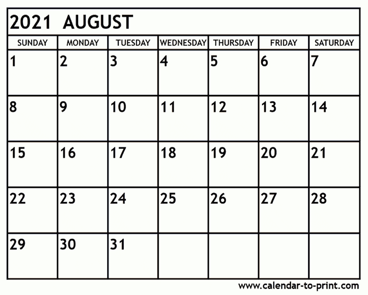 Collect Fill In Blank August 2021 Calendar - Best Calendar Example-Fill In Calendar September 2021