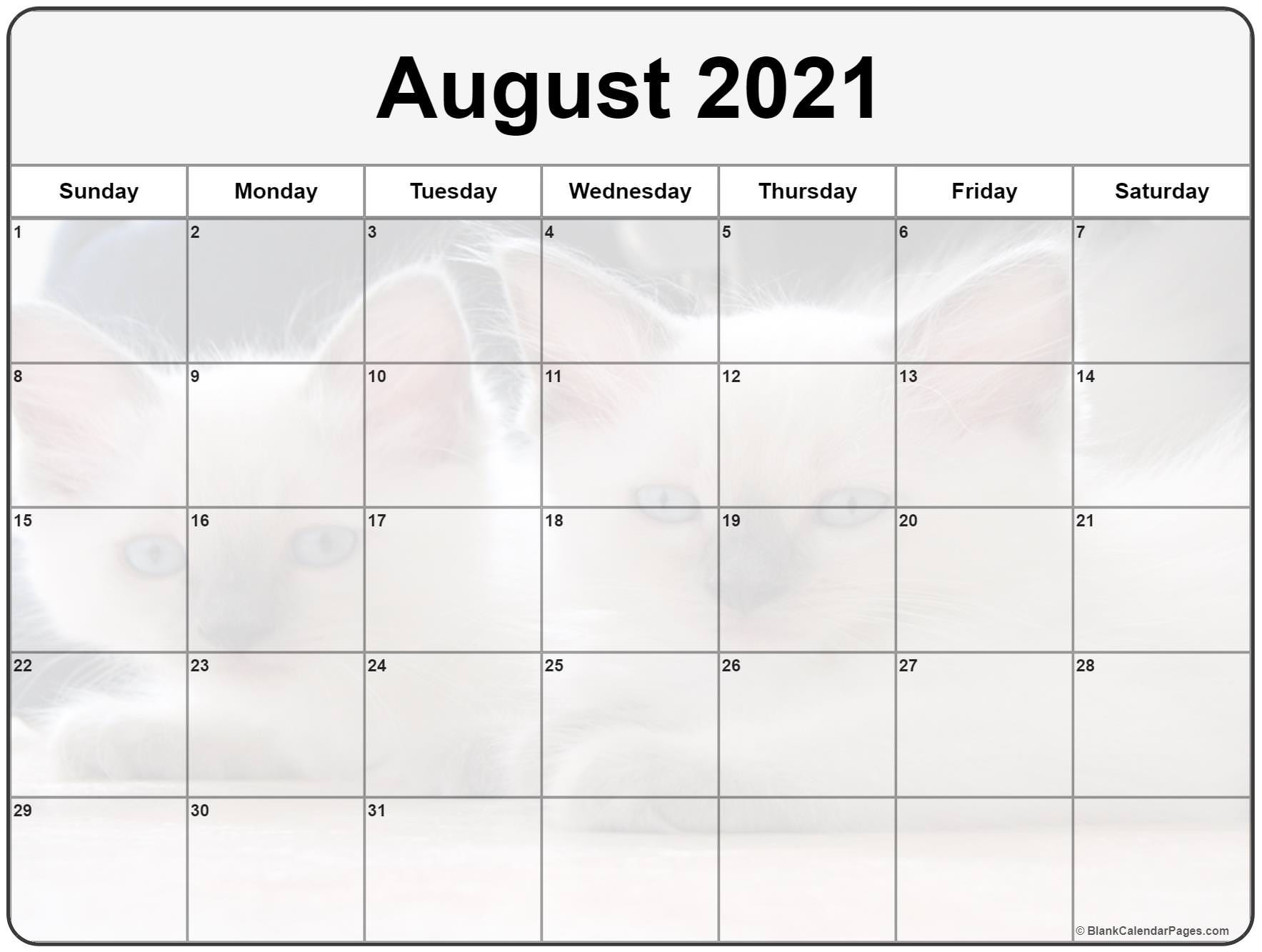 Collection Of August 2021 Photo Calendars With Image Filters.-Printable Blank Monthly Calendar August 2021