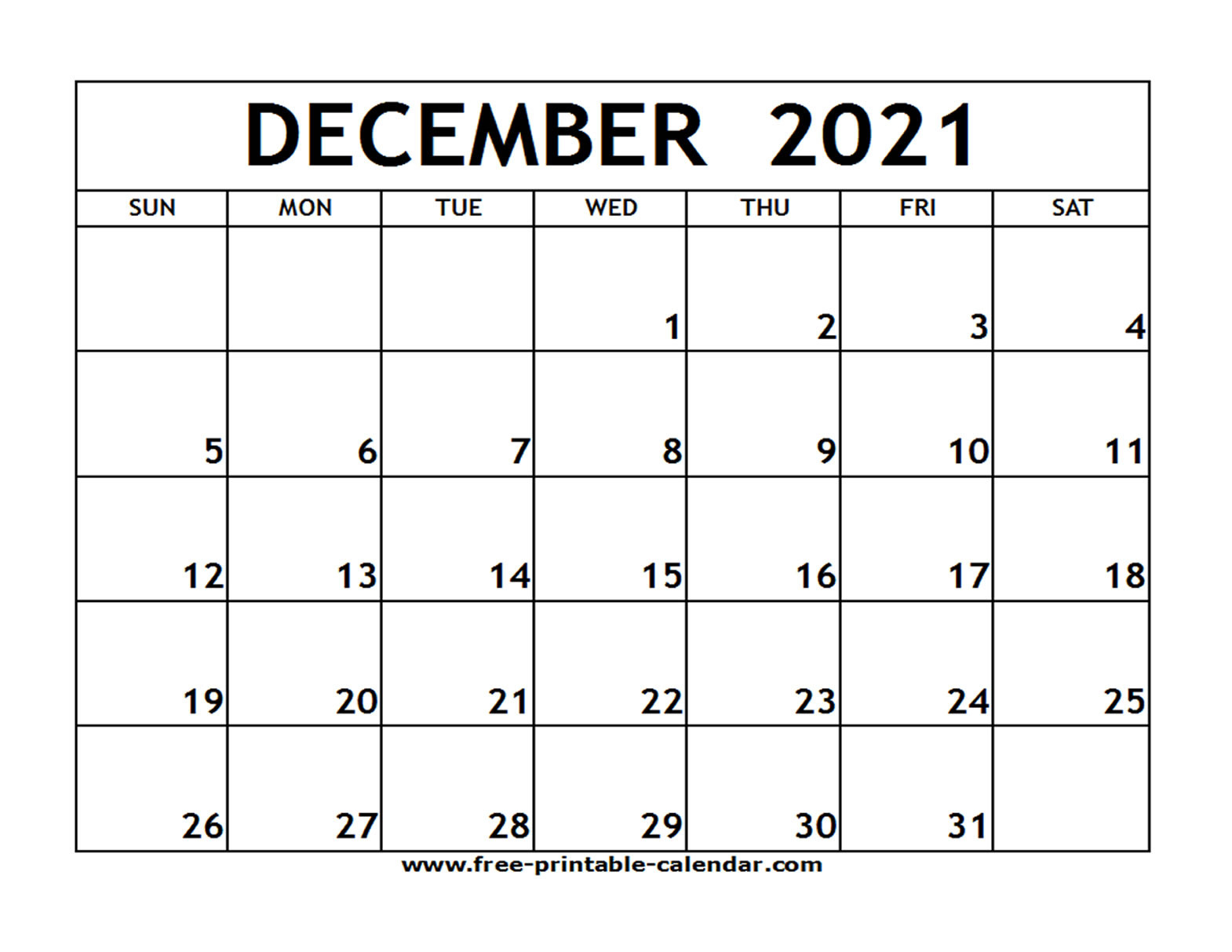 Dec 2021 Printable Calendar | Free Printable Calendar-Absentee Calendar 2021