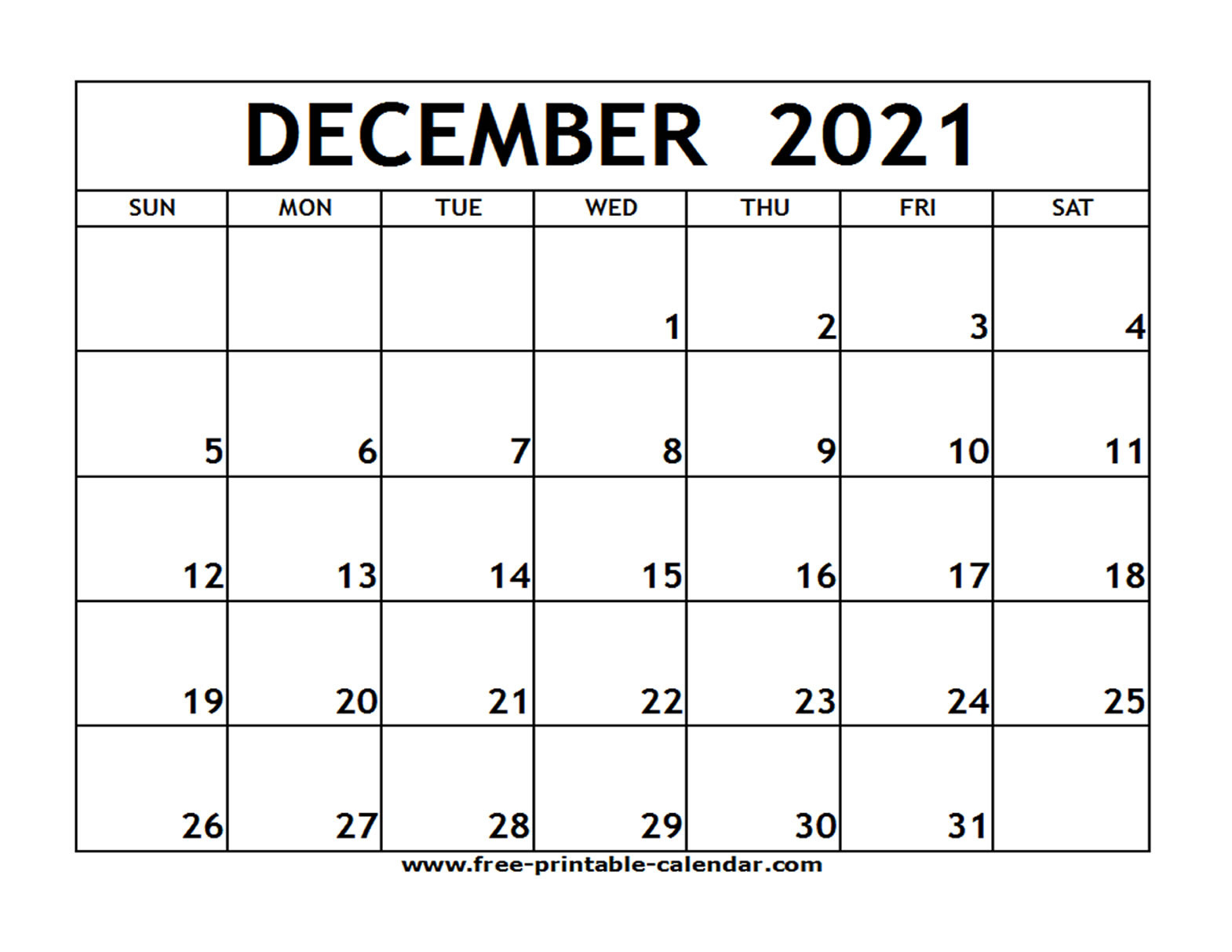 Dec 2021 Printable Calendar | Free Printable Calendar-Free Printable Calendar 2021 Monthly