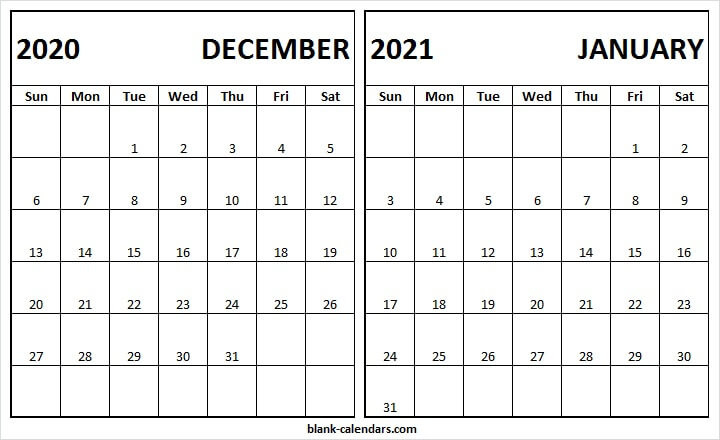 December 2020 January 2021 Calendar Word - Printable-January Through December 2021 Calendar