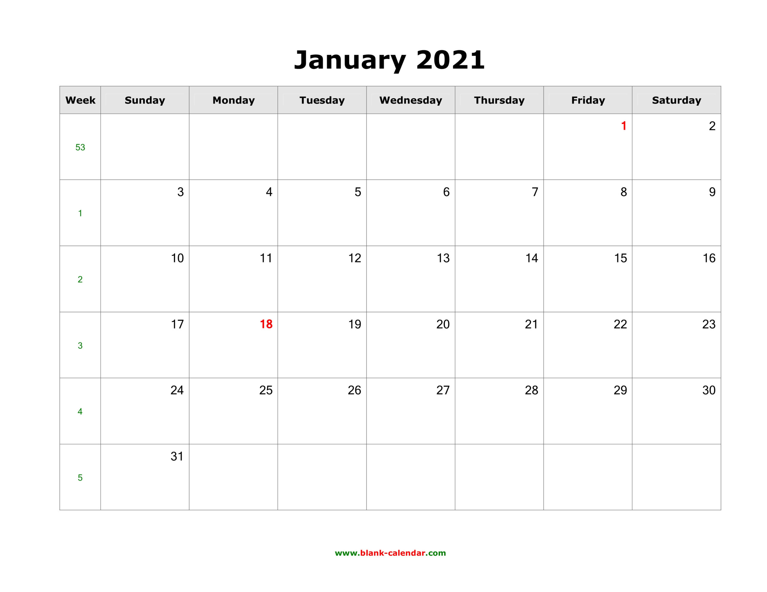 Download Blank Calendar 2021 (12 Pages, One Month Per Page-2021 Two Page Monthly Calendar Printable