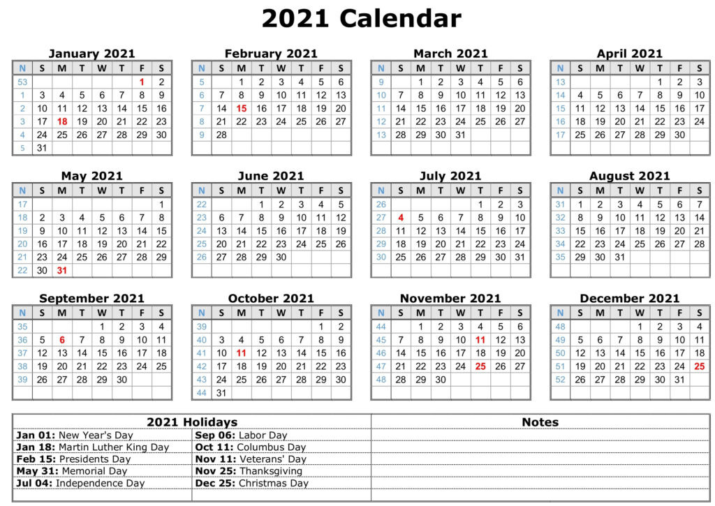 Download Free Printable 2021 Calendar With Holidays - Easy-2021 Calendar With Holidays Printable Free