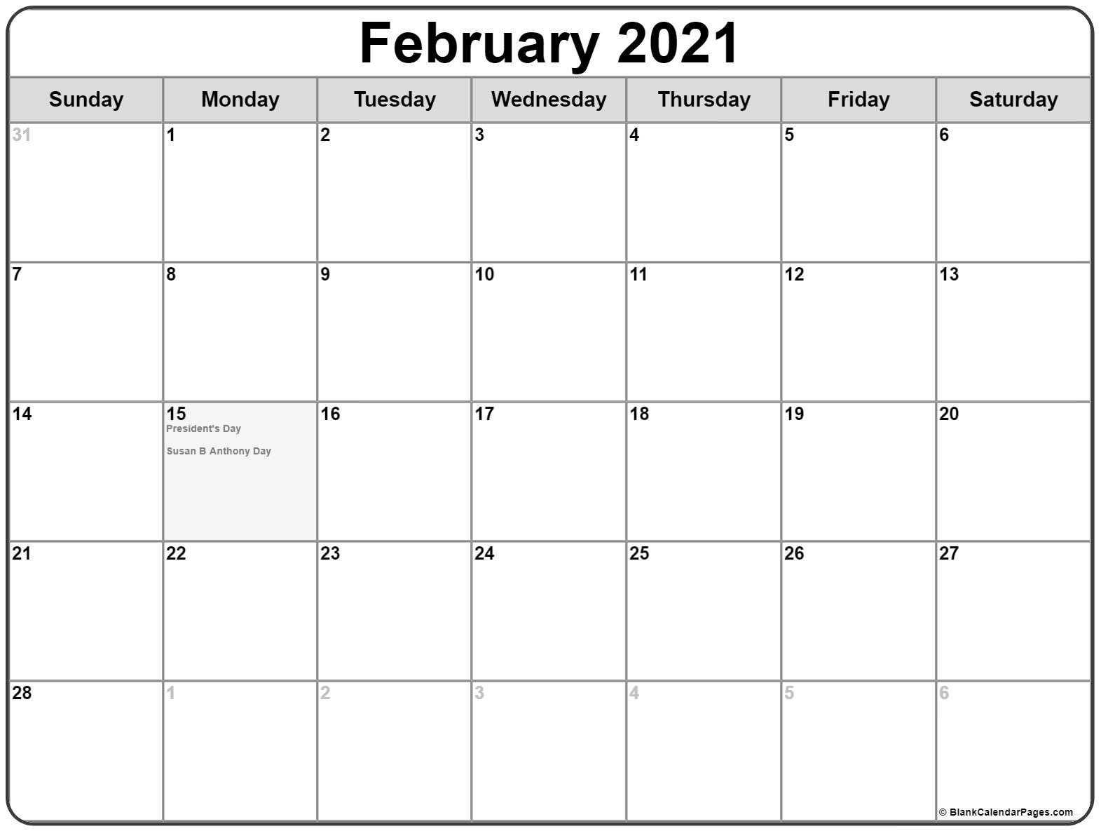 February 2021 Calendar With Holidays-Calendar 2021 2021 Calendar