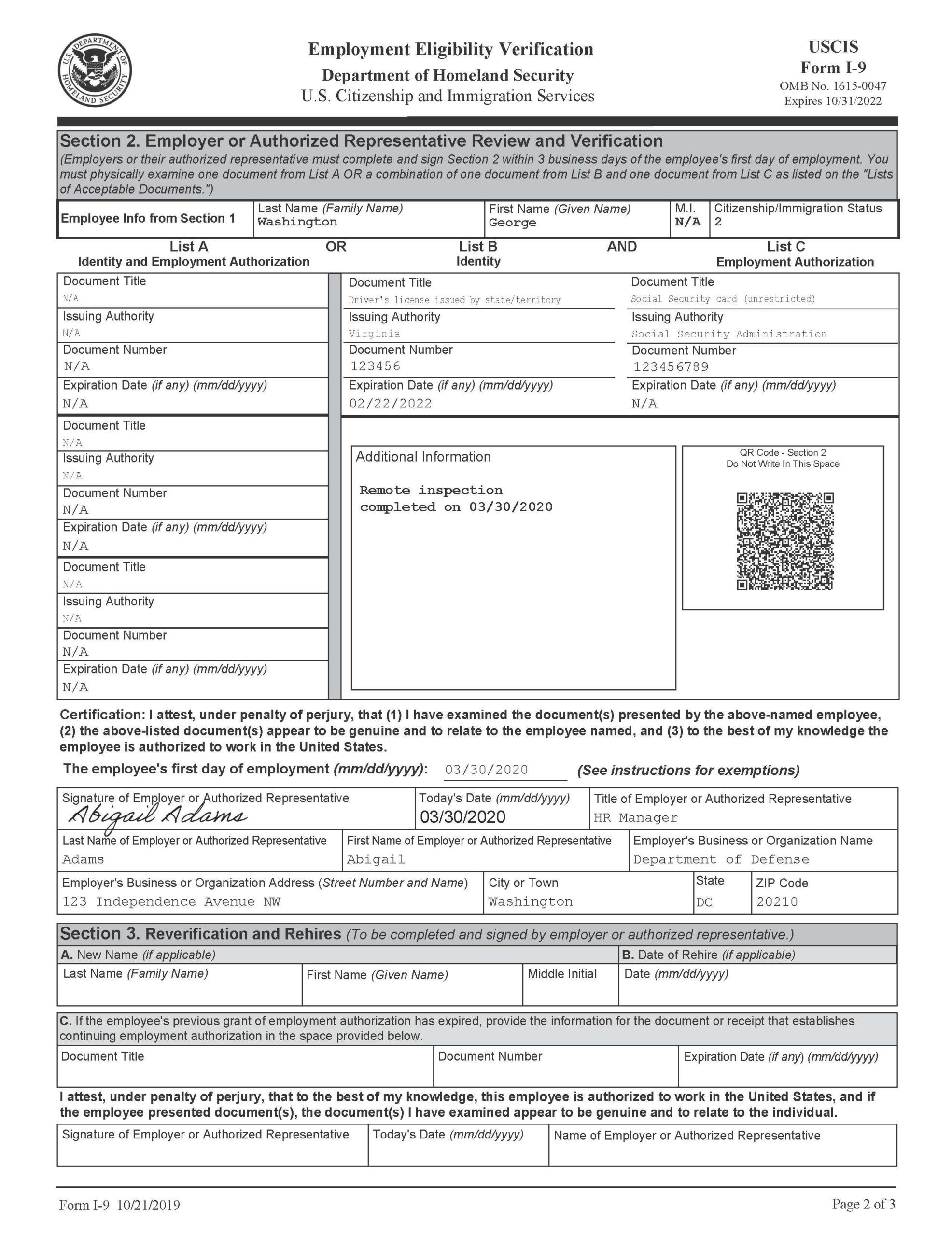 Form I-9 Examples Related To Temporary Covid-19 Policies-New I-9 Forms 2021 Printable