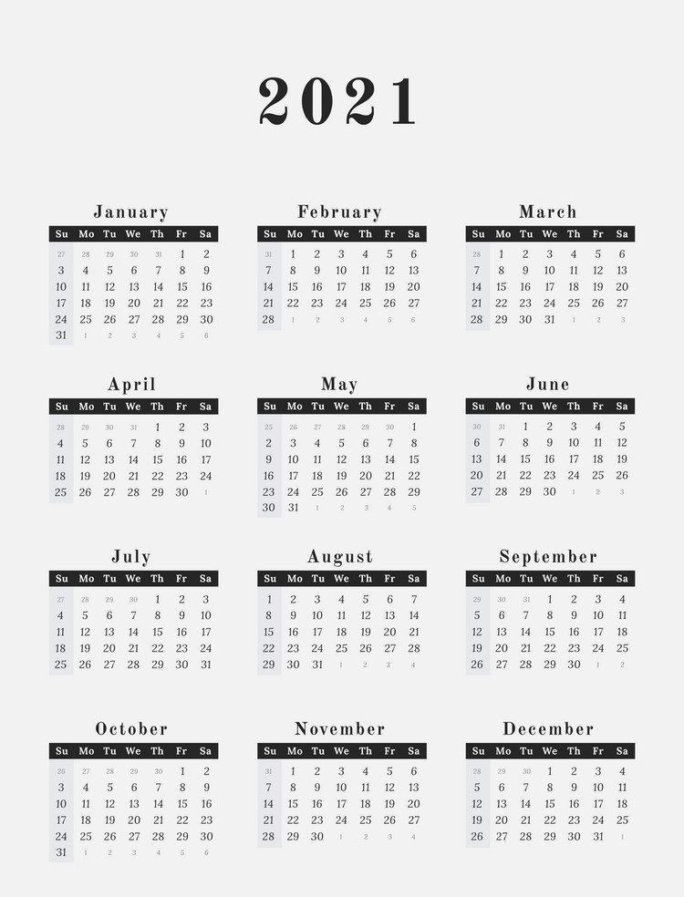 Free 12 Month Word Calendar Template 2021 : Free Printable-12 Month 2021 Calendar Template For Word