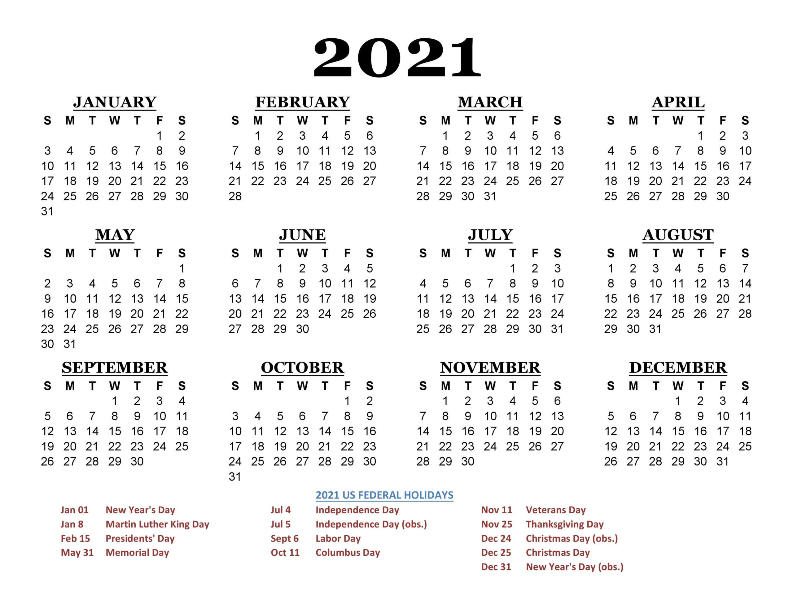 Free 2021 California Printable Calendar With Holidays [Pdf-Free Year Calendar 2021 Printable Pdf