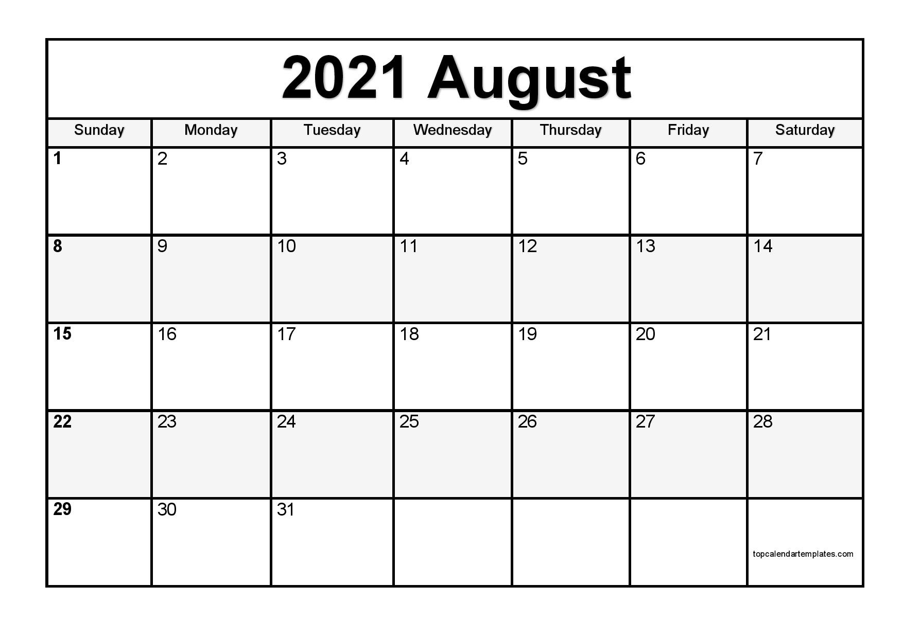 Free August 2021 Printable Calendar - Monthly Templates-August 2021 Calendar Print