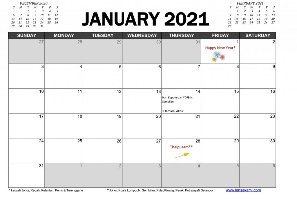 Free Download Printable Simple Planner 2021 | Beserta Cuti-2021 Free Downloand Vacation Spreadsheet