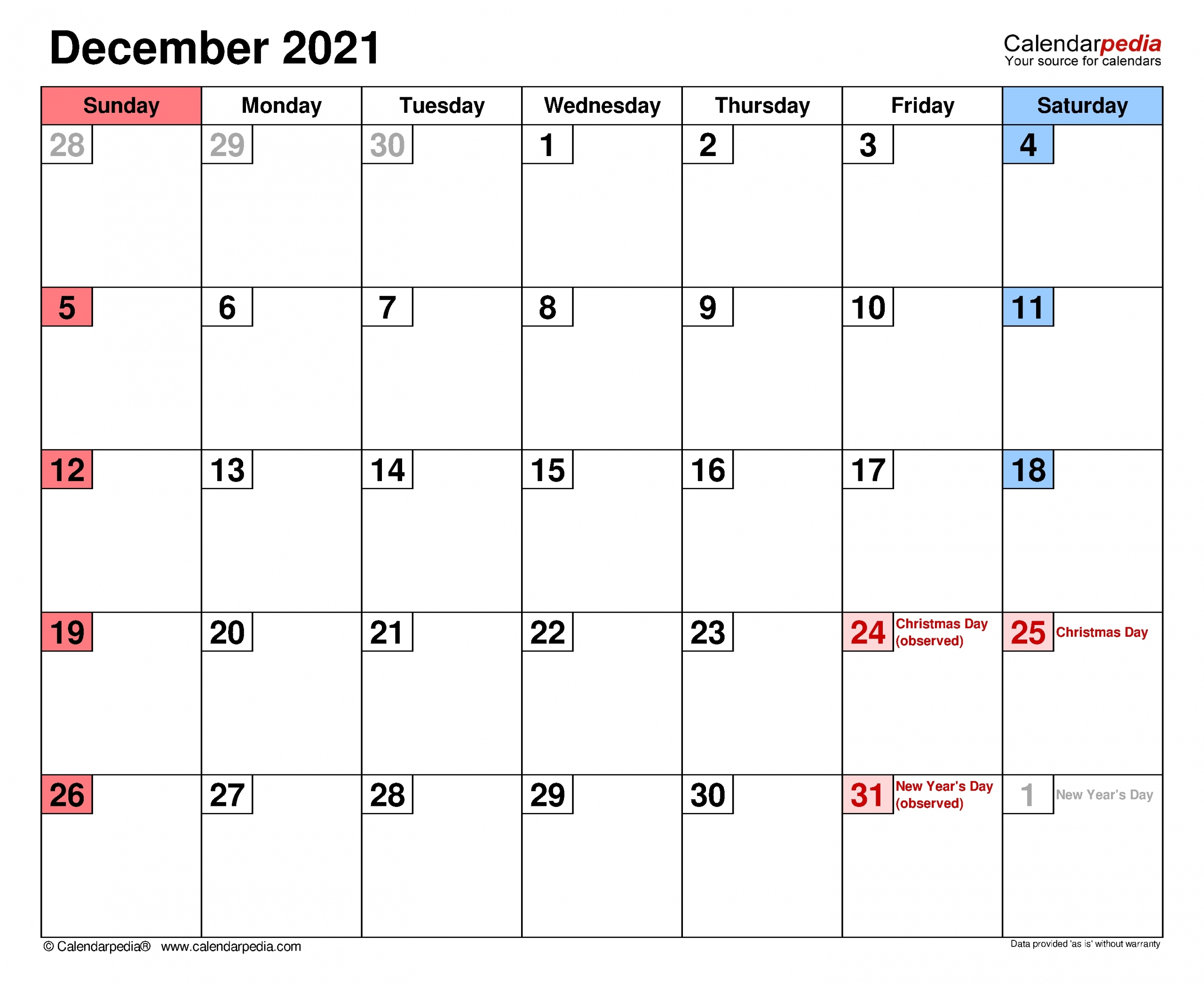 Free Editable December 2021 Calendar | Month Calendar-Free Editable Calendar Template 2021 Excel