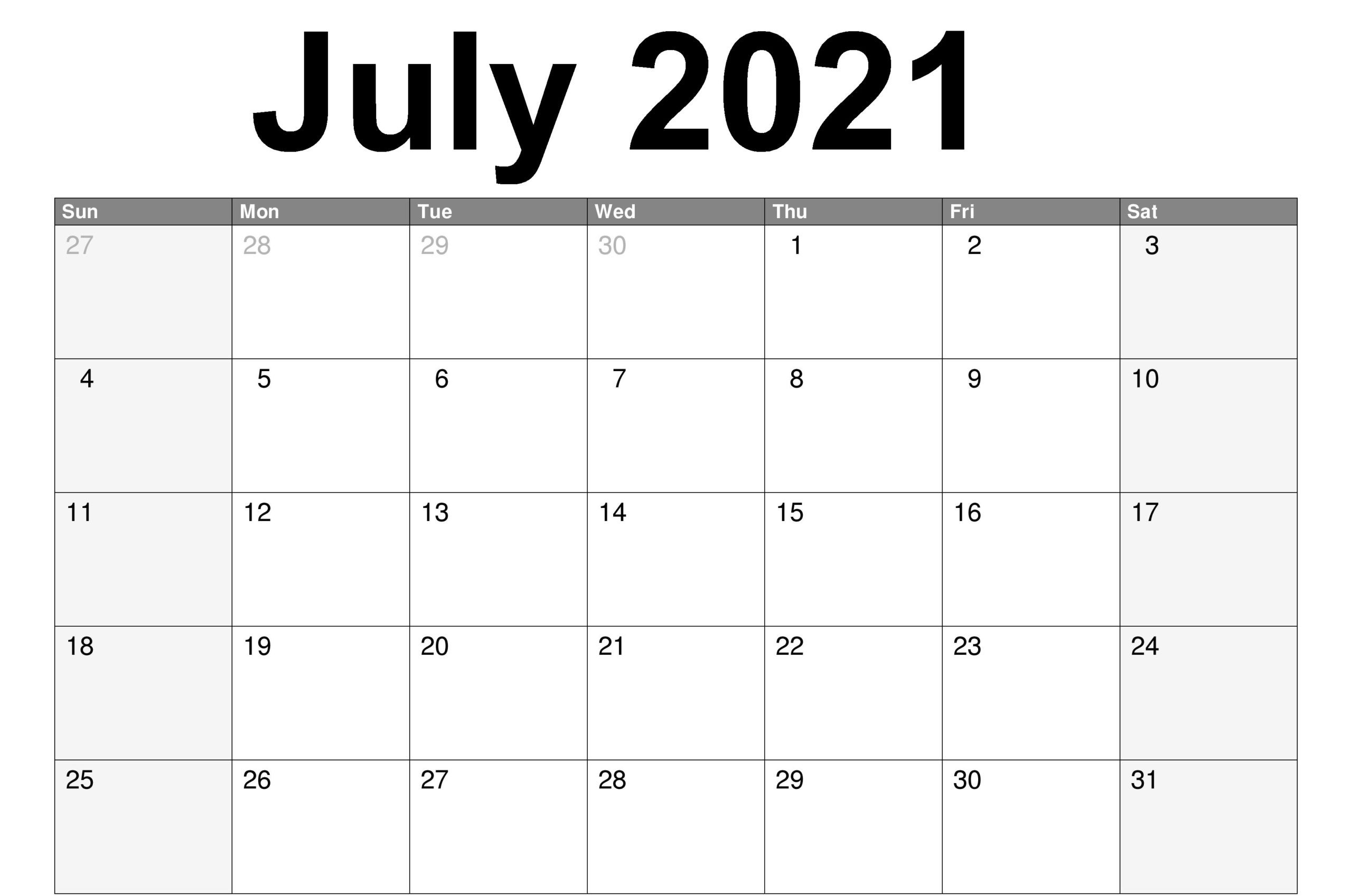 Free Monthly 2021 Printable Calendar Template-Blank July 2021 Calendar Beta Calendar