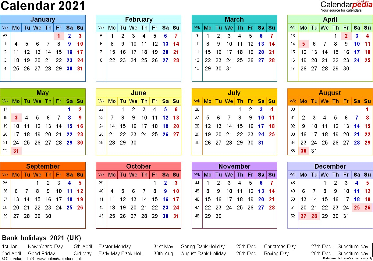 Free Pdf Calendar 2021 Uk For Visitors | Free Printable-Printable Fill In Calendar 2021 Daily