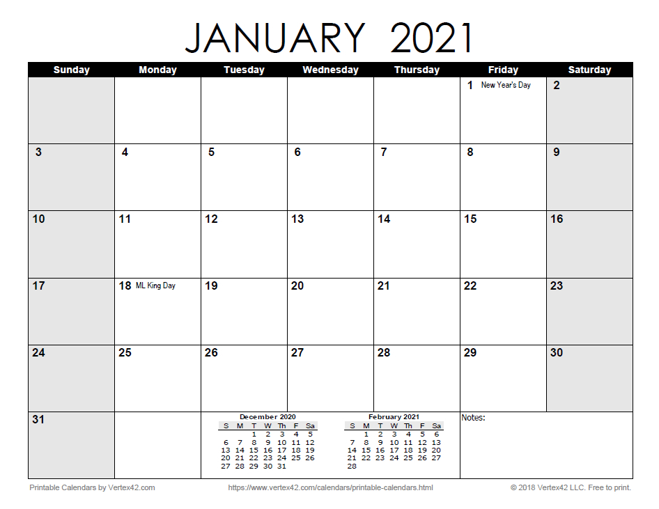 Free Print 2021 Calendars Without Downloading | Calendar-Fill In Calendar January 2021