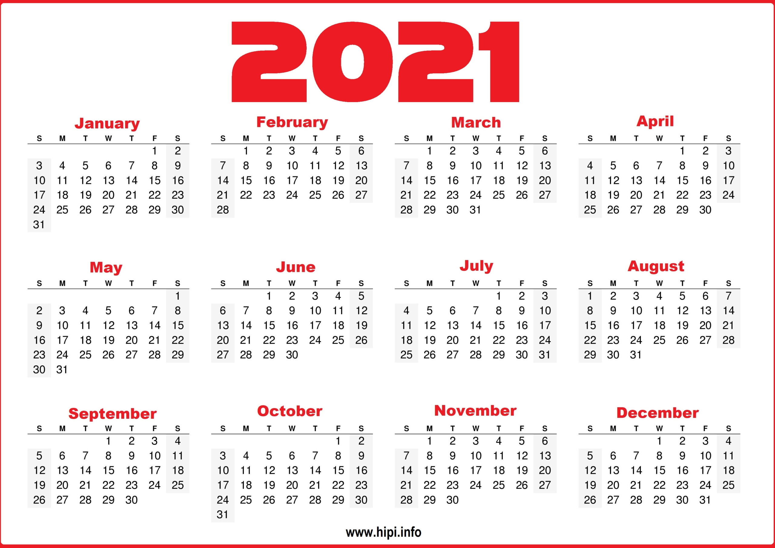 Free Printable 12 Month 2021 Calendar With Lines-Free Printable Calendar 2021 Monthly