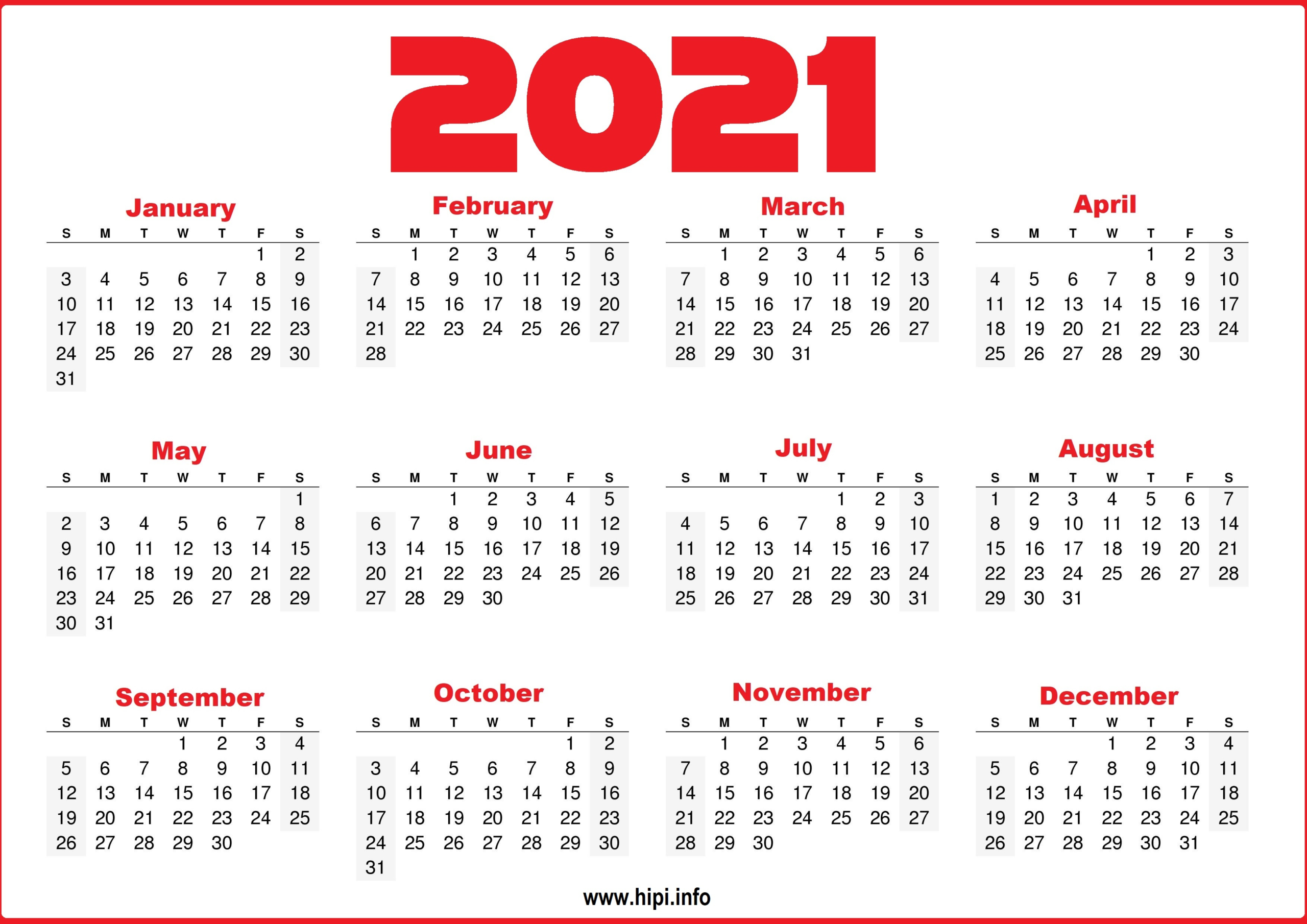 Free Printable 12 Month 2021 Calendar With Lines-Free Printable Monthly Calender 2021