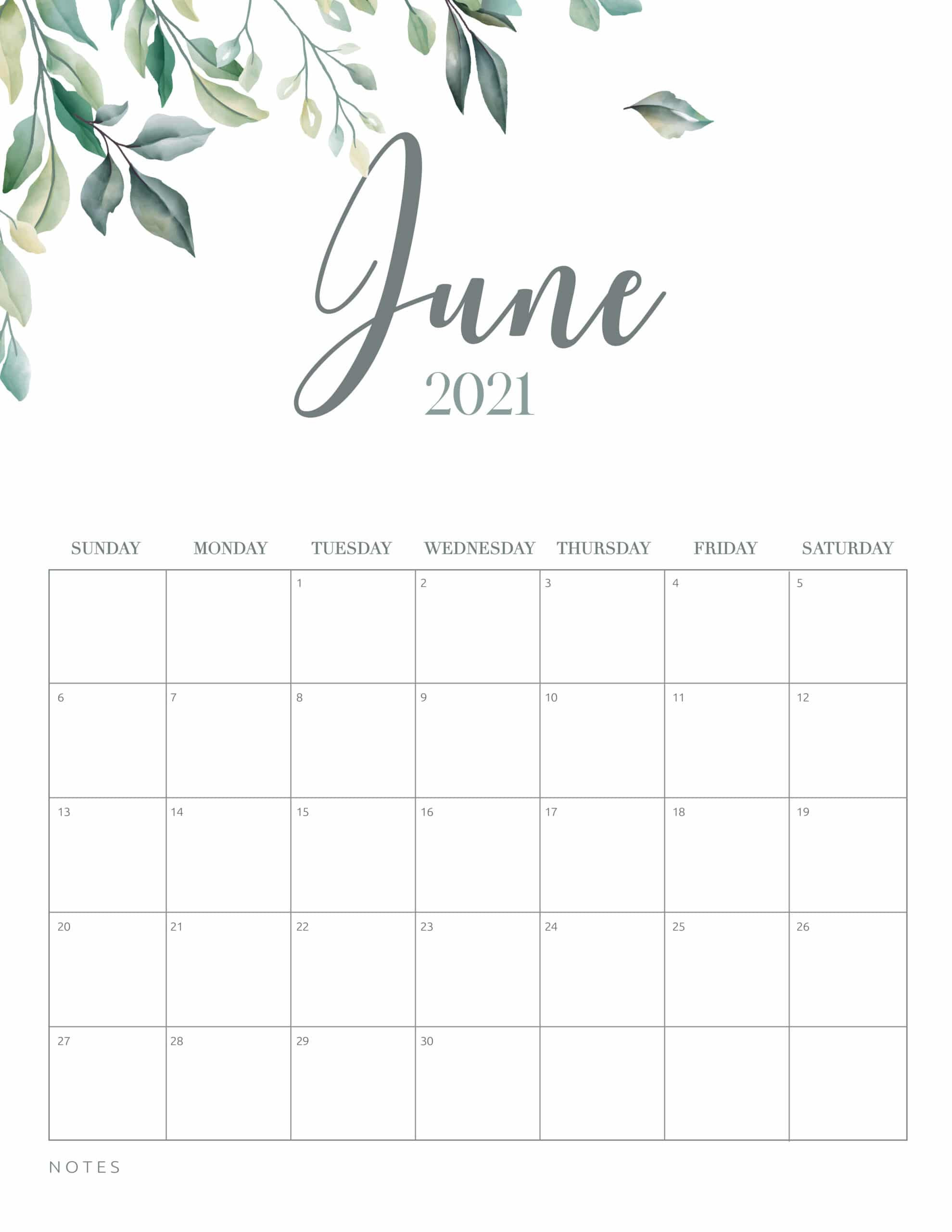 Free Printable 2021 Calendar Botanical Style - World Of-Printable 81/2 X 11 January 2021 Calendar