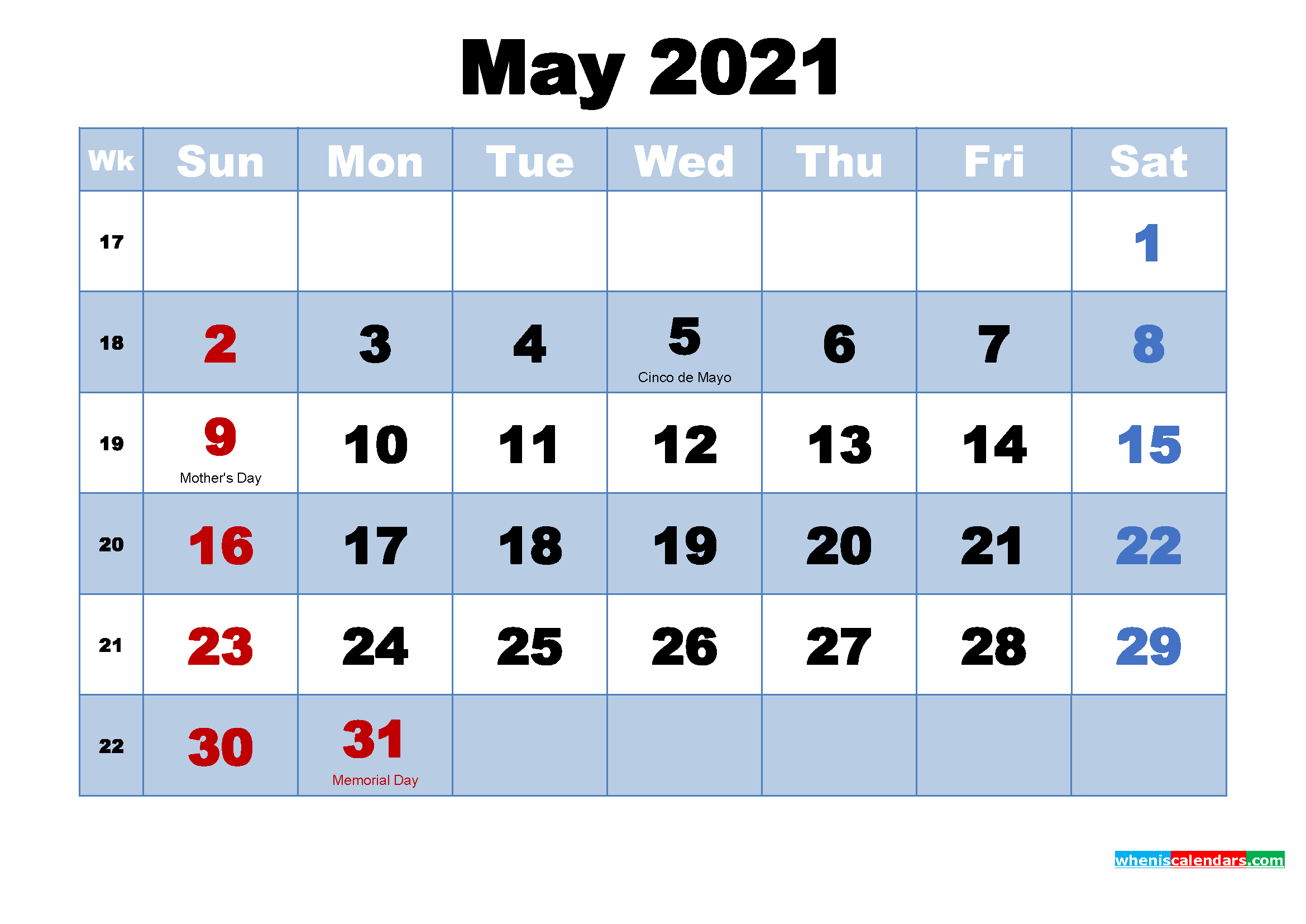 Free Printable 2021 Calendar May As Word, Pdf - Free-Printable 2021 Monthly Calendars Free Word