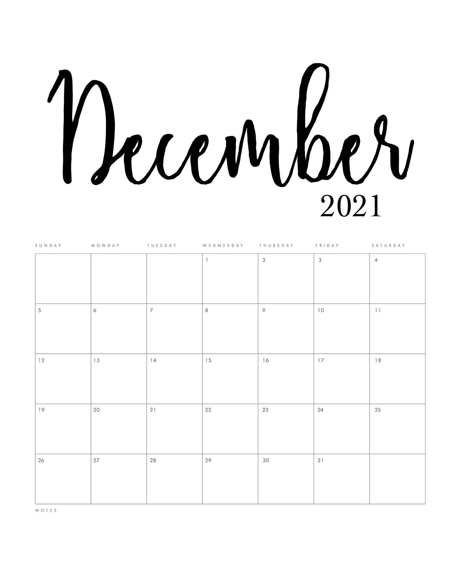 Free Printable 2021 Minimalist Calendar - The Cottage Market-Free Printable 2021 8 X 10 Monthly Calendars