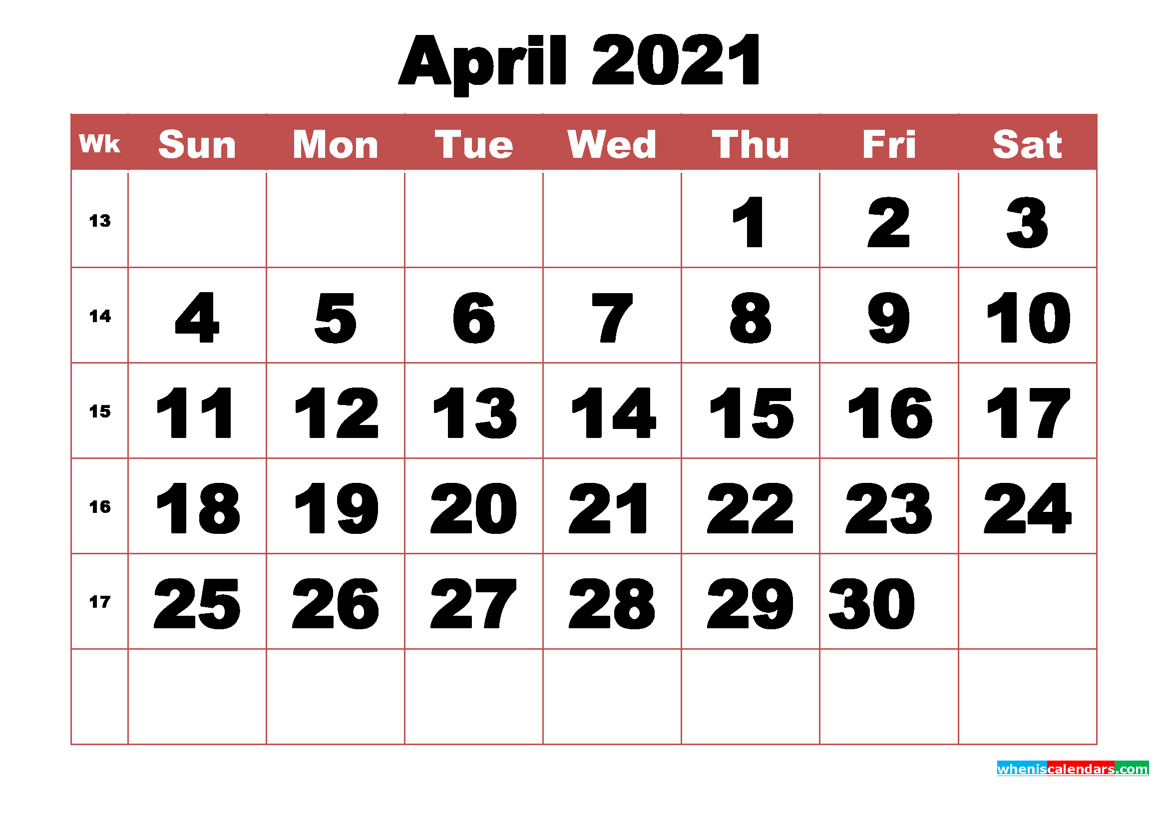 Free Printable April 2021 Calendar With Week Numbers-April 2021 Food Calenders