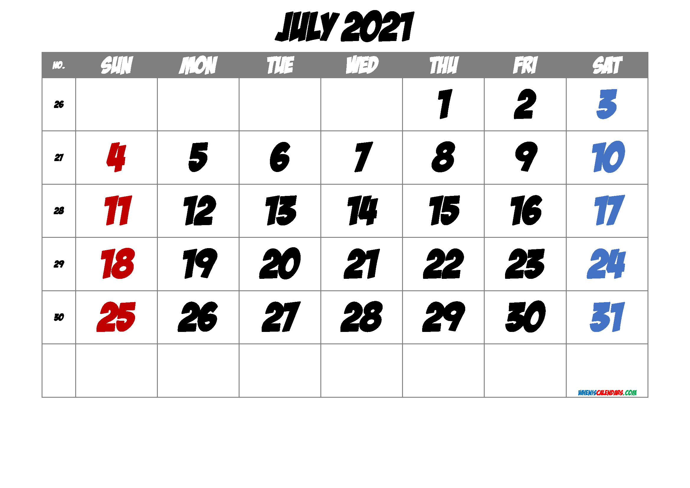 Free Printable Calendar 2021 July [Free Premium] - Free-Blank July 2021 Calendar Beta Calendar