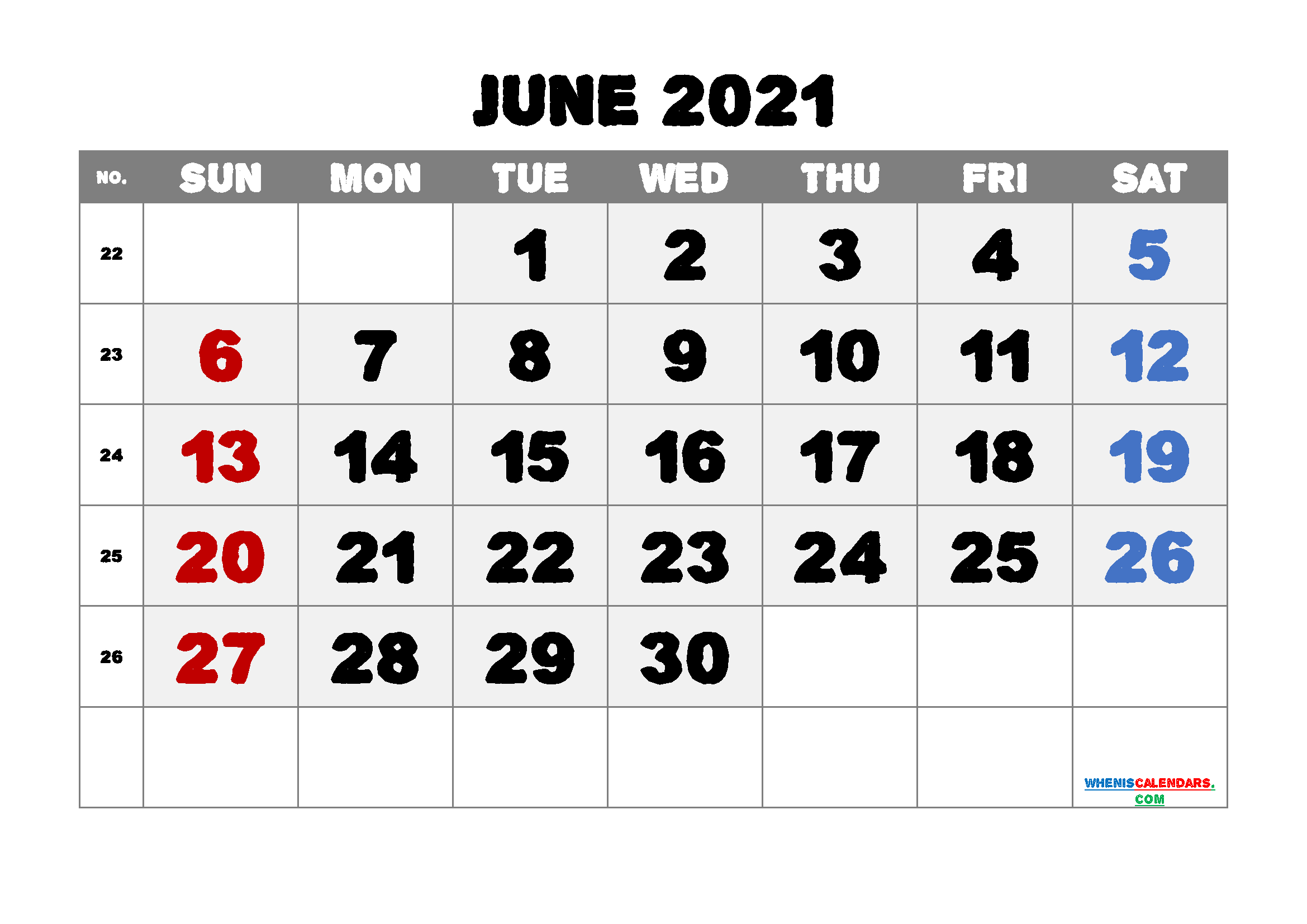 Free Printable June 2021 Calendar-June 2021 Calendar Printable