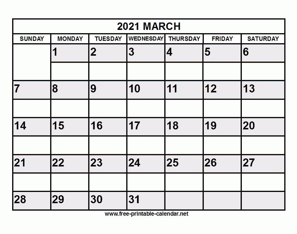 Free Printable March 2021 Calendar-Printable 2021 2021 School Calendar