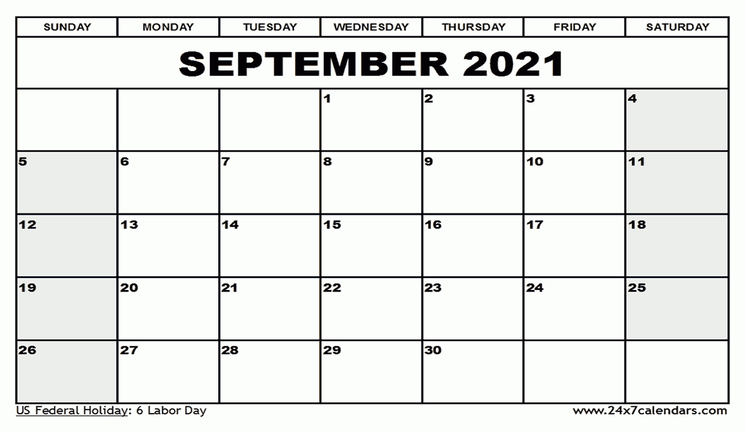 Free Printable September 2021 Calendar : 24X7Calendars-September 2021 Calendar Printable Template