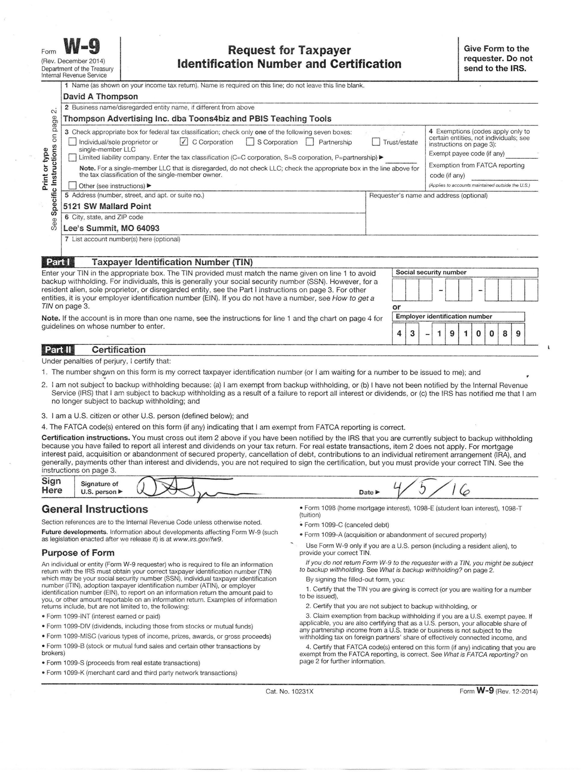 Blank W9 Form 2024 Fillable Lida Elladine